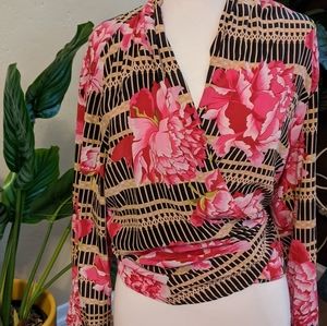 Vintage 100% Silk wrap top